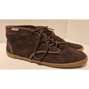 VANS OFF THE WALL Womens Brown Suede Leather Mid Top Boots 8M Lace Up Shoes
